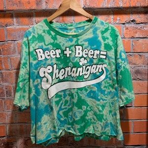 Custom made St. Pattys Day acid wash tee